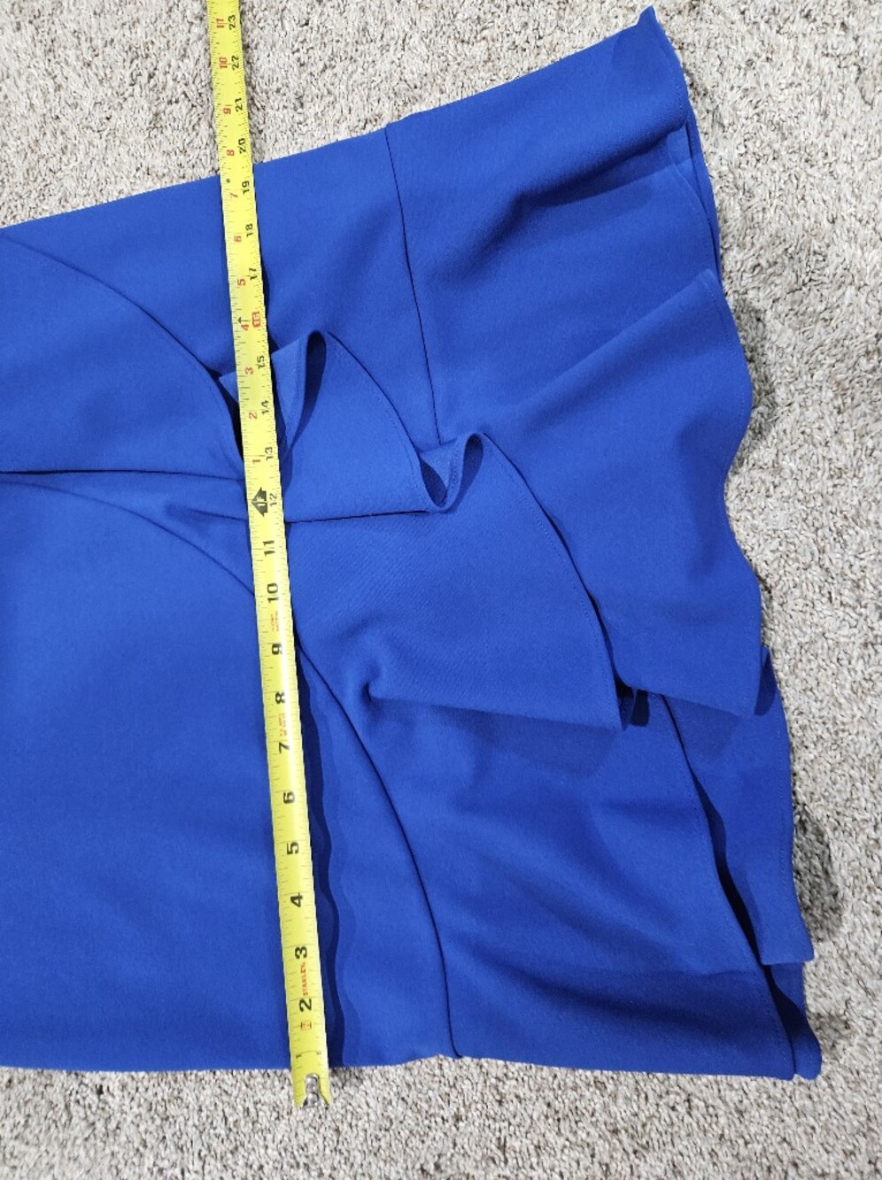London Times Cobalt Blue Midi Dress with Ruffle Flower Accent - Picture 5 of 8